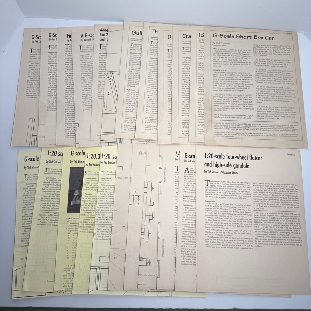 Huge Lot of Ted Stinson Plan Sets G Scale Model Train Railroad
